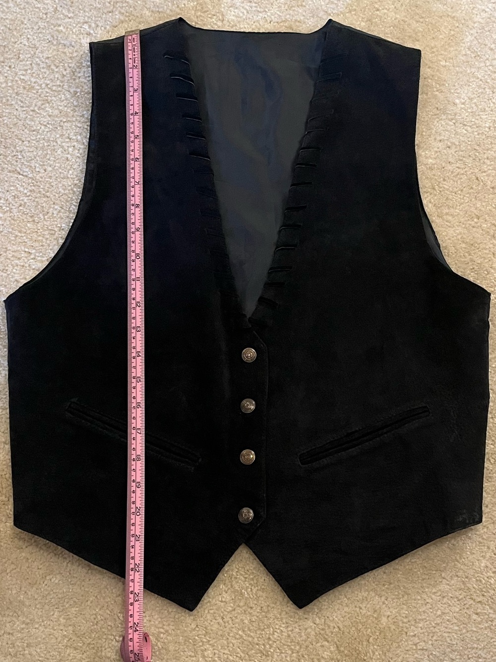 Vintage Leather/Suede Vest Black with Lace up Back -  H.L. Spencer - Picture 8 of 11